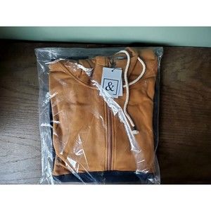 NWT Ampersand Ave Womens Half Zip Brown Black Single Hood Sweatshirt Hoodie 3XL